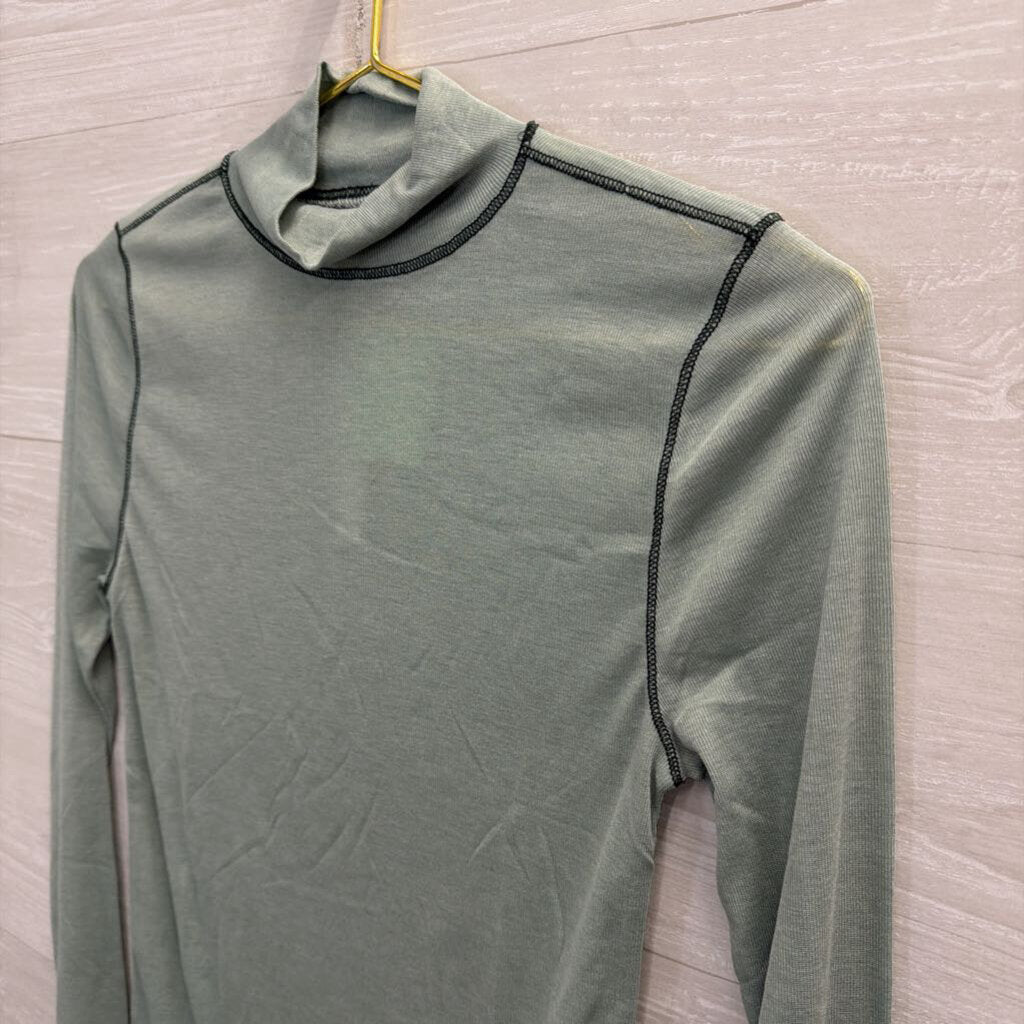 Madewell Blue Long Sleeve Mock Neck Top Small