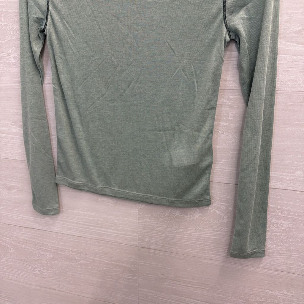 Madewell Blue Long Sleeve Mock Neck Top Small