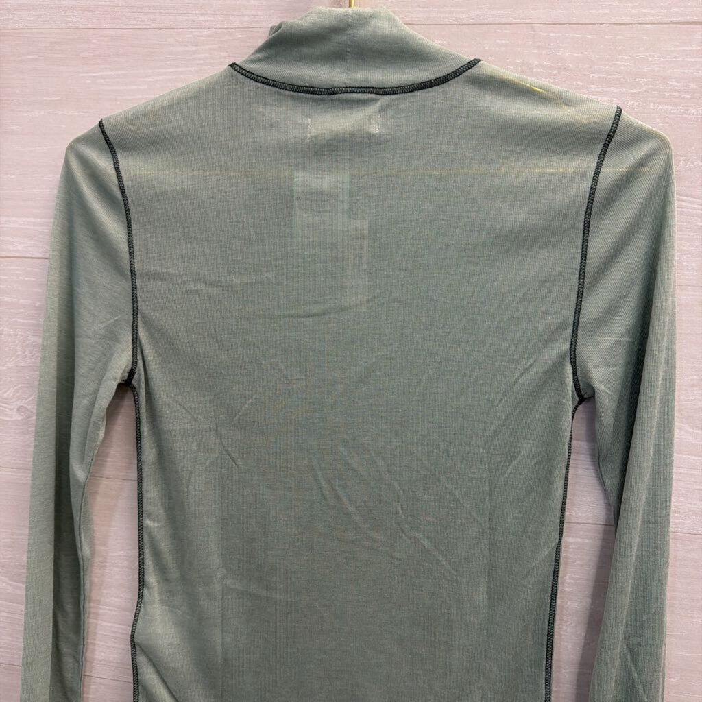 Madewell Blue Long Sleeve Mock Neck Top Small