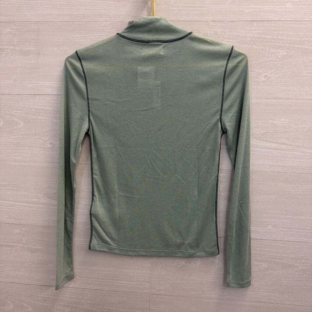 Madewell Blue Long Sleeve Mock Neck Top Small