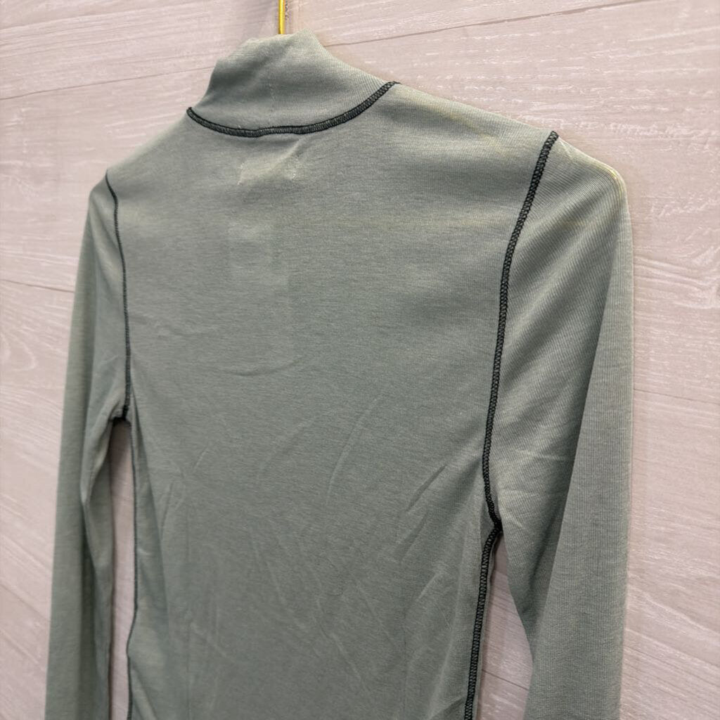 Madewell Blue Long Sleeve Mock Neck Top Small