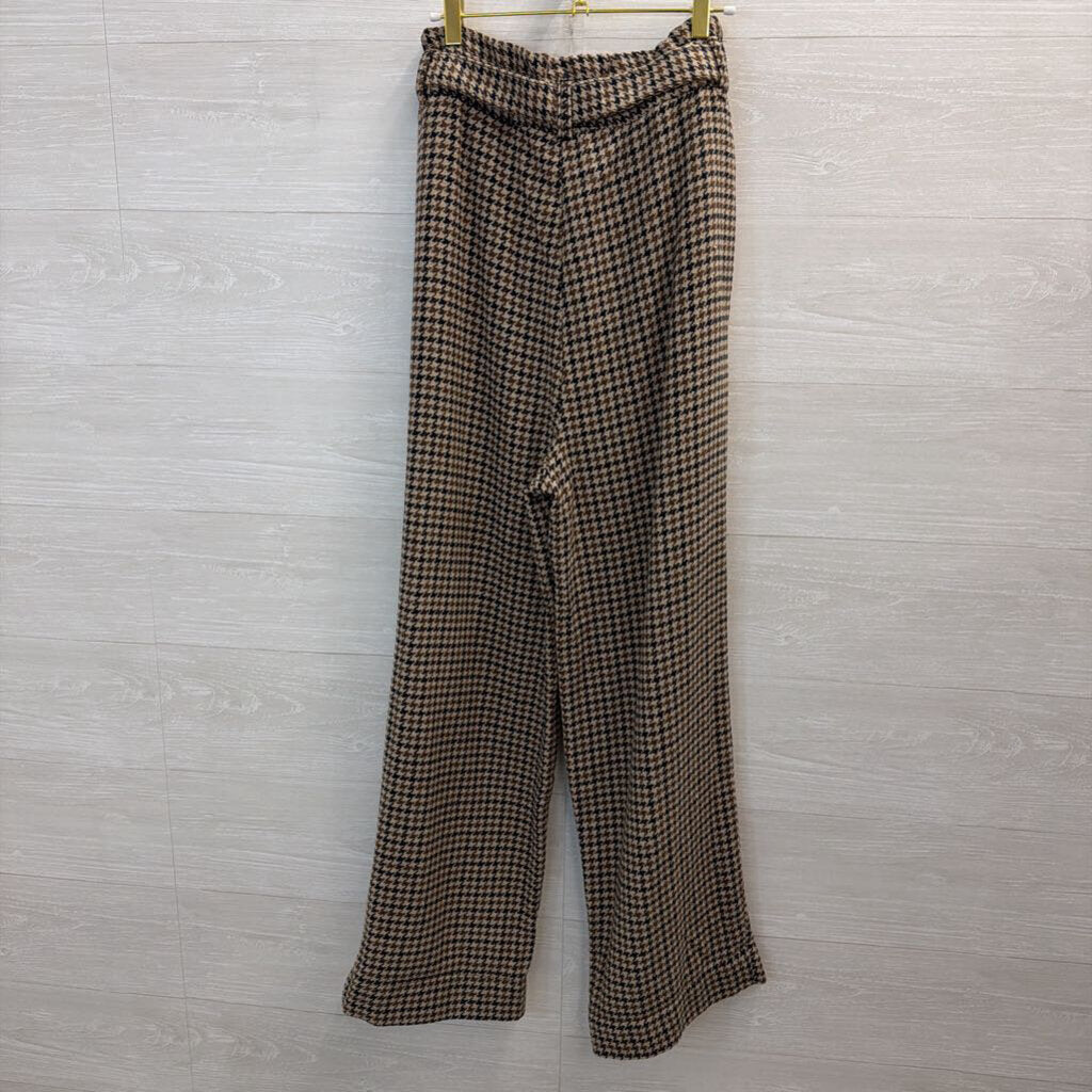 Free People Brown Houndstooth Wide Leg Pants Small