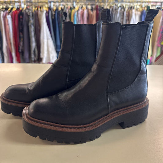 Sam Edelman Black Leather Laguna Chelsea Platform Boots 5.5