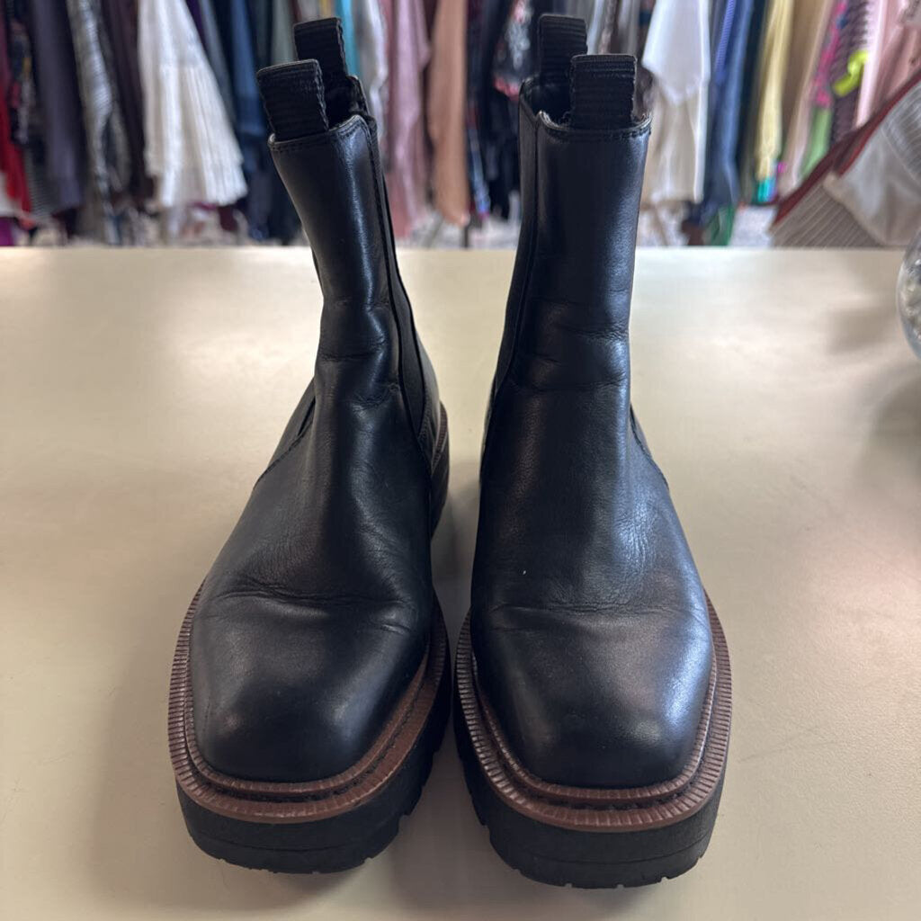 Sam Edelman Black Leather Laguna Chelsea Platform Boots 5.5