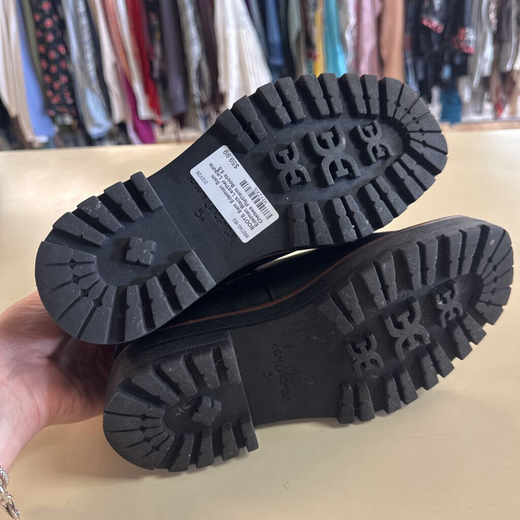 Sam Edelman Black Leather Laguna Chelsea Platform Boots 5.5