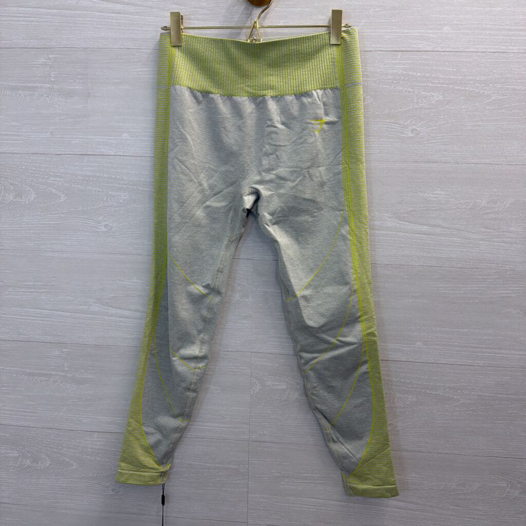 Gym Shark Grey/ Lime Green Cropped Leggings Large