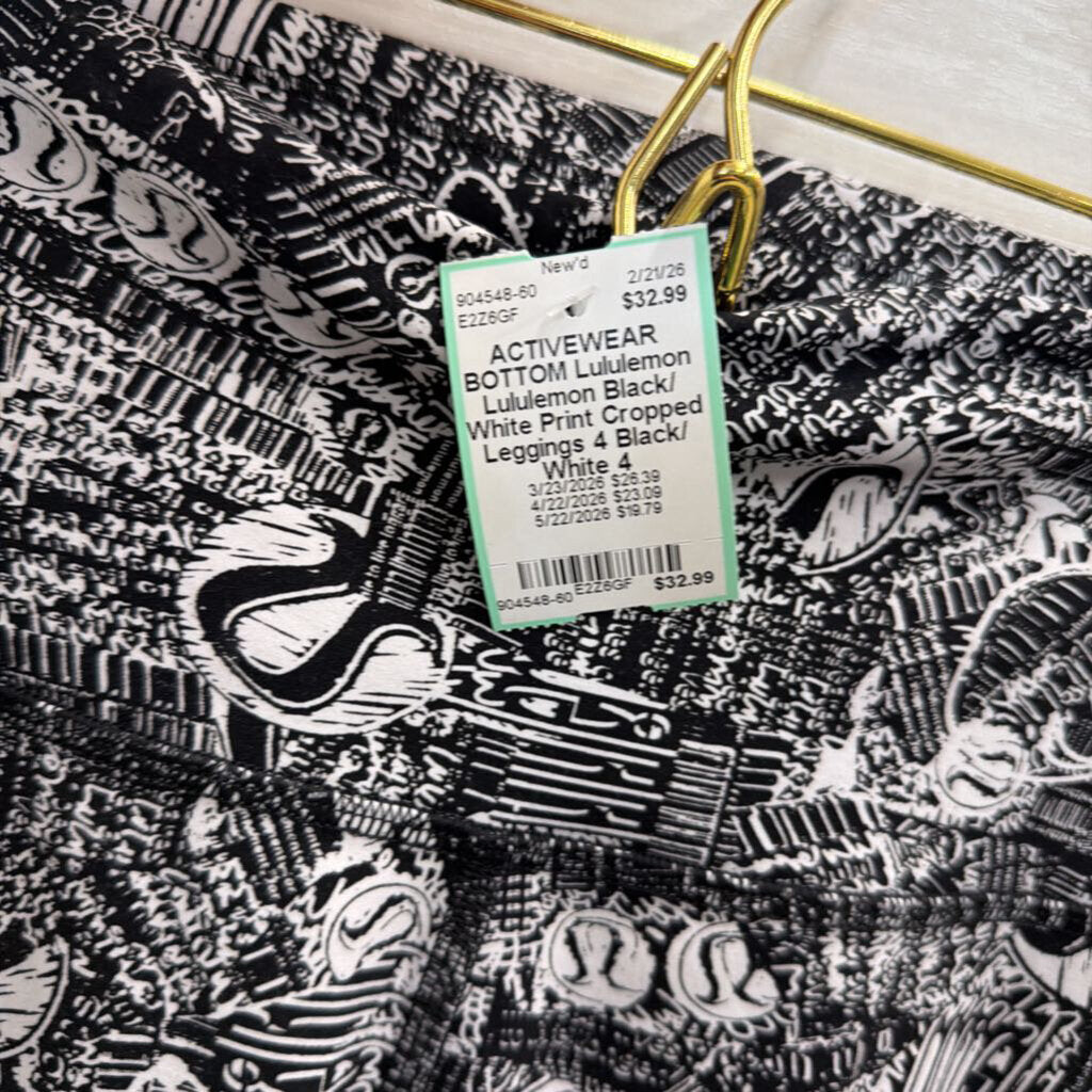 Lululemon Black/ White Print Cropped Leggings 4