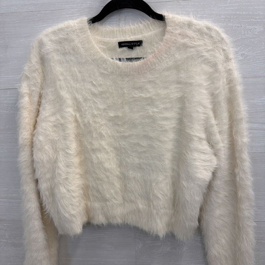 Kendall and Kyle Cream Fuzzy Soft Knit Cropped Sweater Large