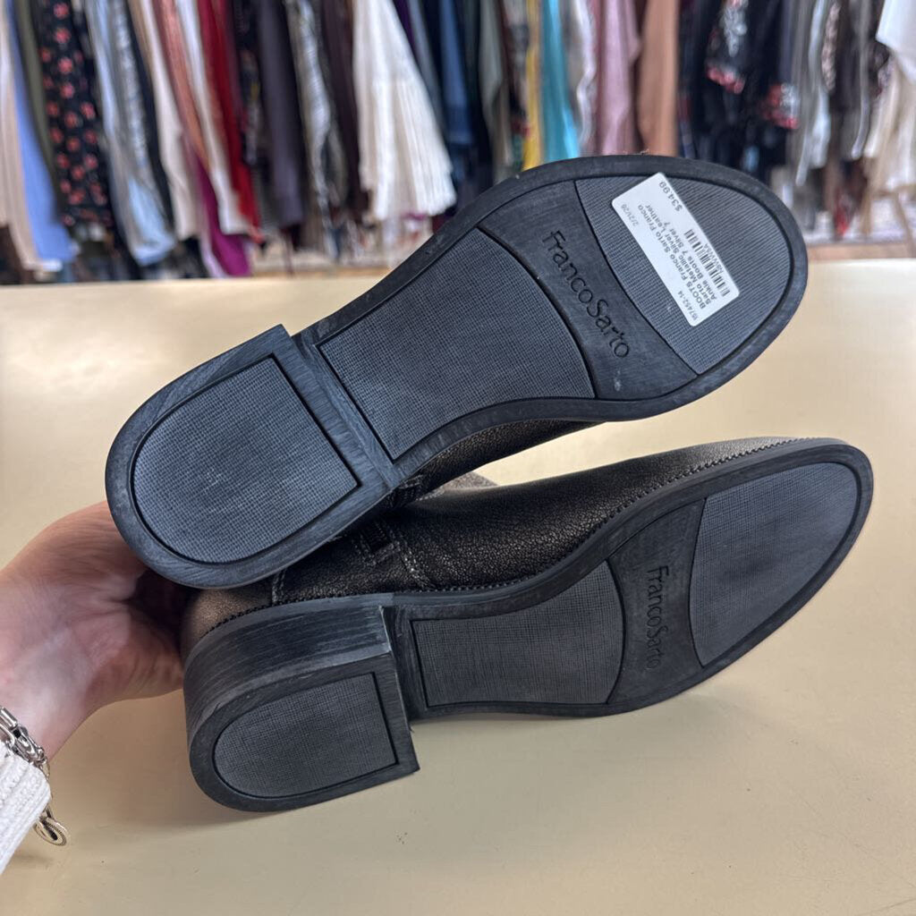 Franco Sarto Metallic Silver Leather Ankle Boots 7