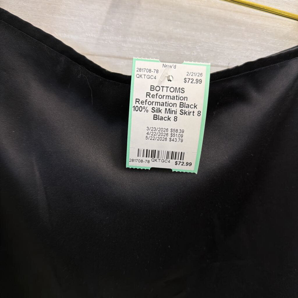 Reformation Black 100% Silk Mini Skirt 8