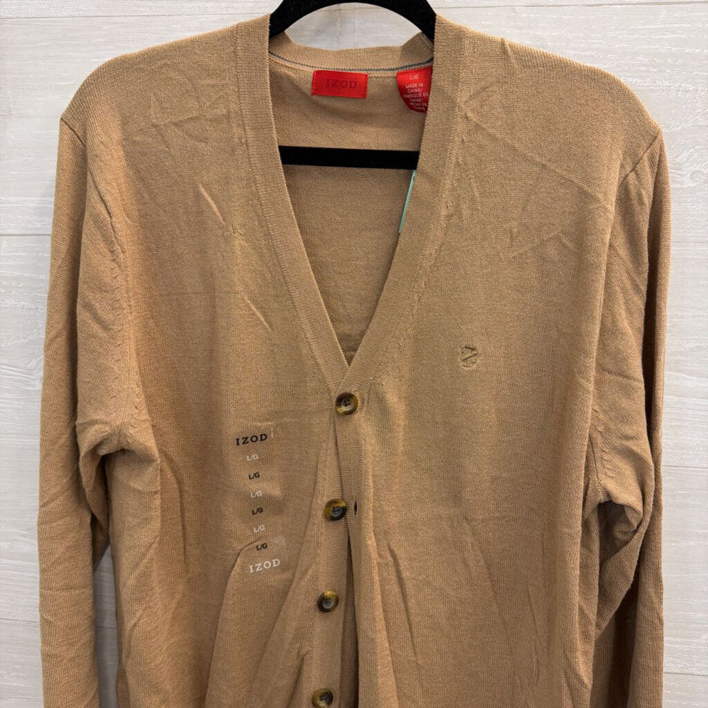 Izod Brown Knit Cardigan Sweater Large