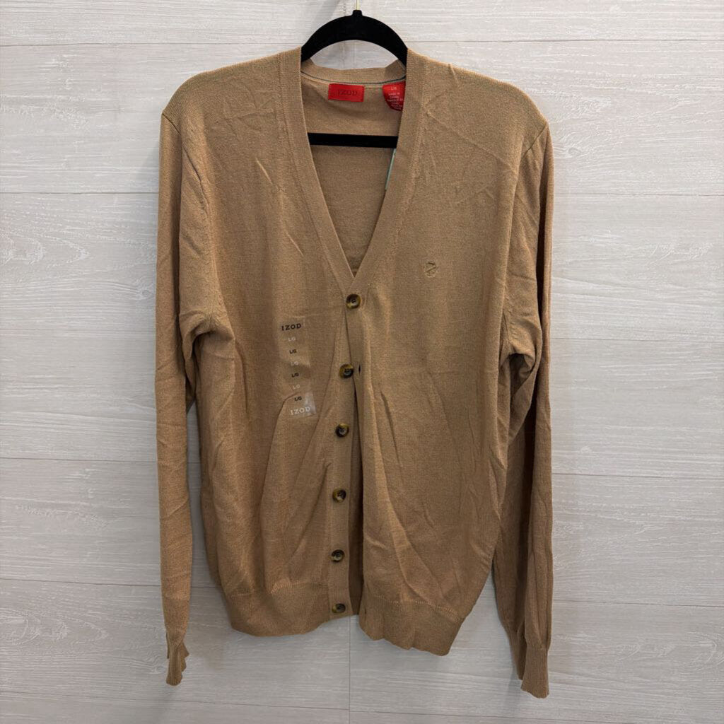 Izod Brown Knit Cardigan Sweater Large
