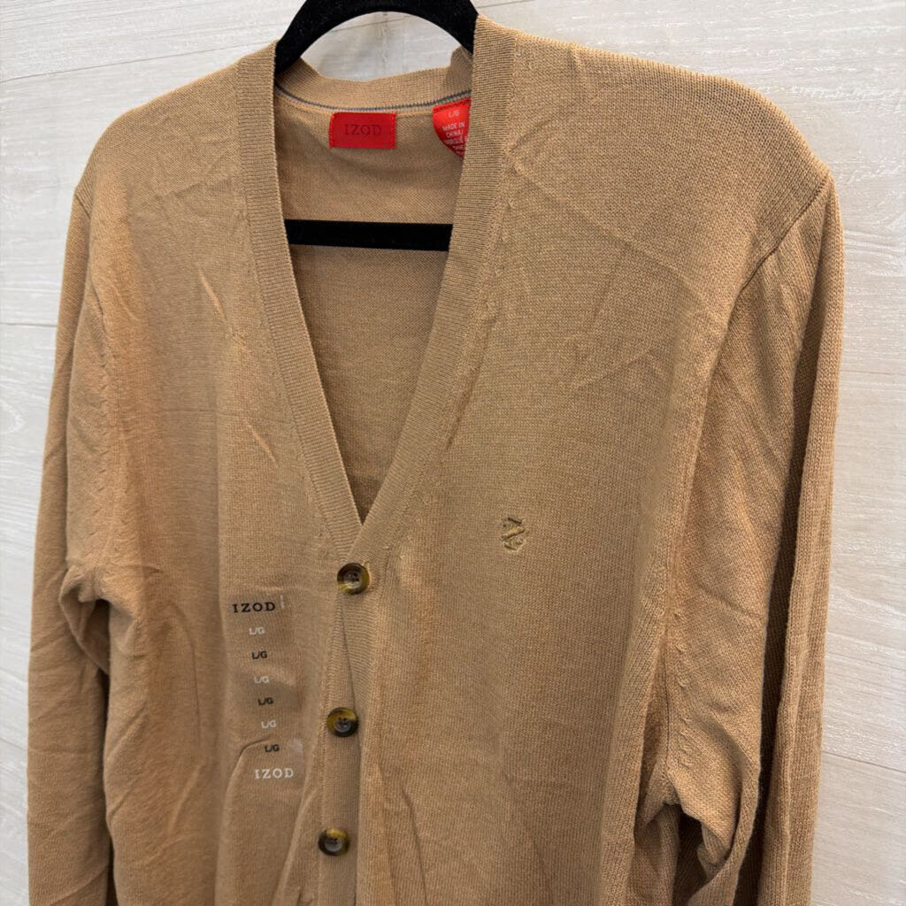 Izod Brown Knit Cardigan Sweater Large