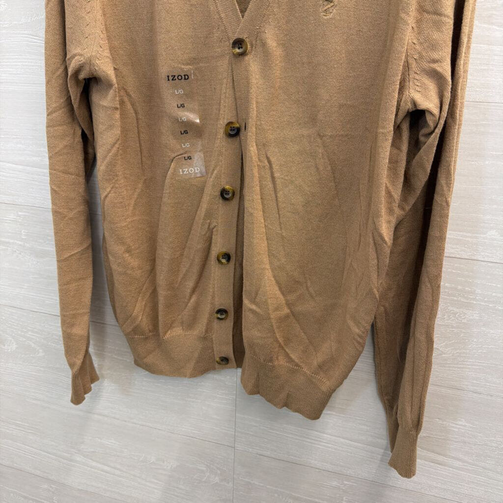 Izod Brown Knit Cardigan Sweater Large