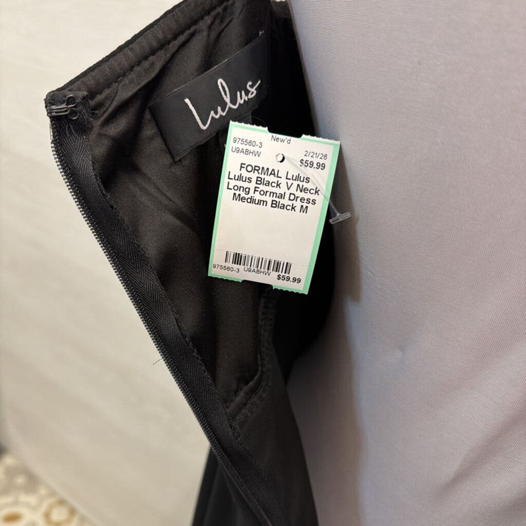Lulus Black V Neck Long Formal Dress Medium