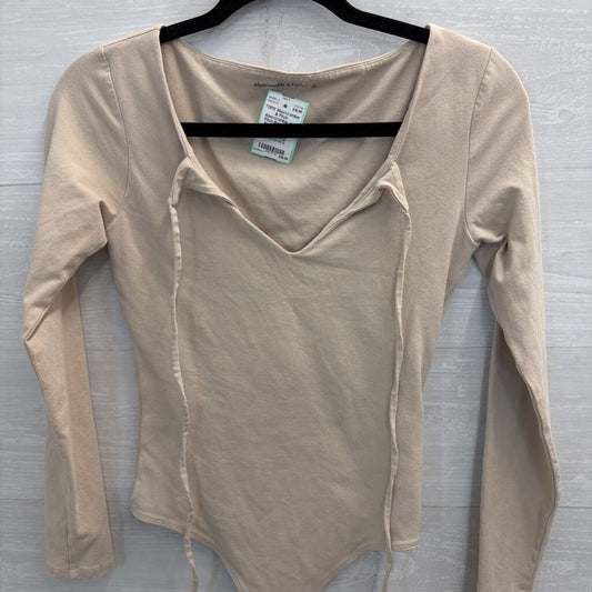 Abercrombie and Fitch Beige Long Sleeve Bodysuit Small
