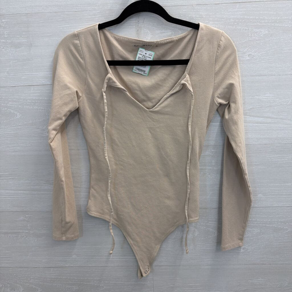 Abercrombie and Fitch Beige Long Sleeve Bodysuit Small