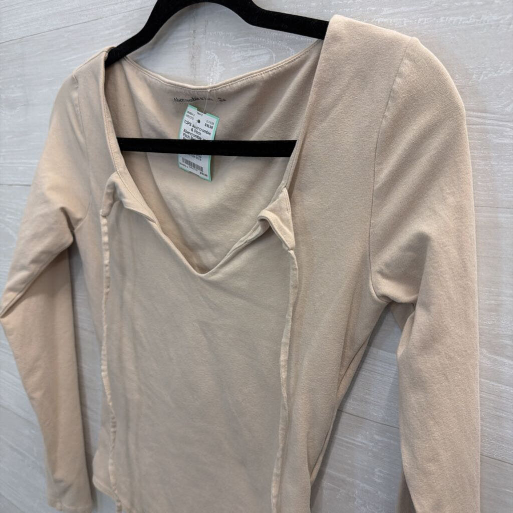 Abercrombie and Fitch Beige Long Sleeve Bodysuit Small
