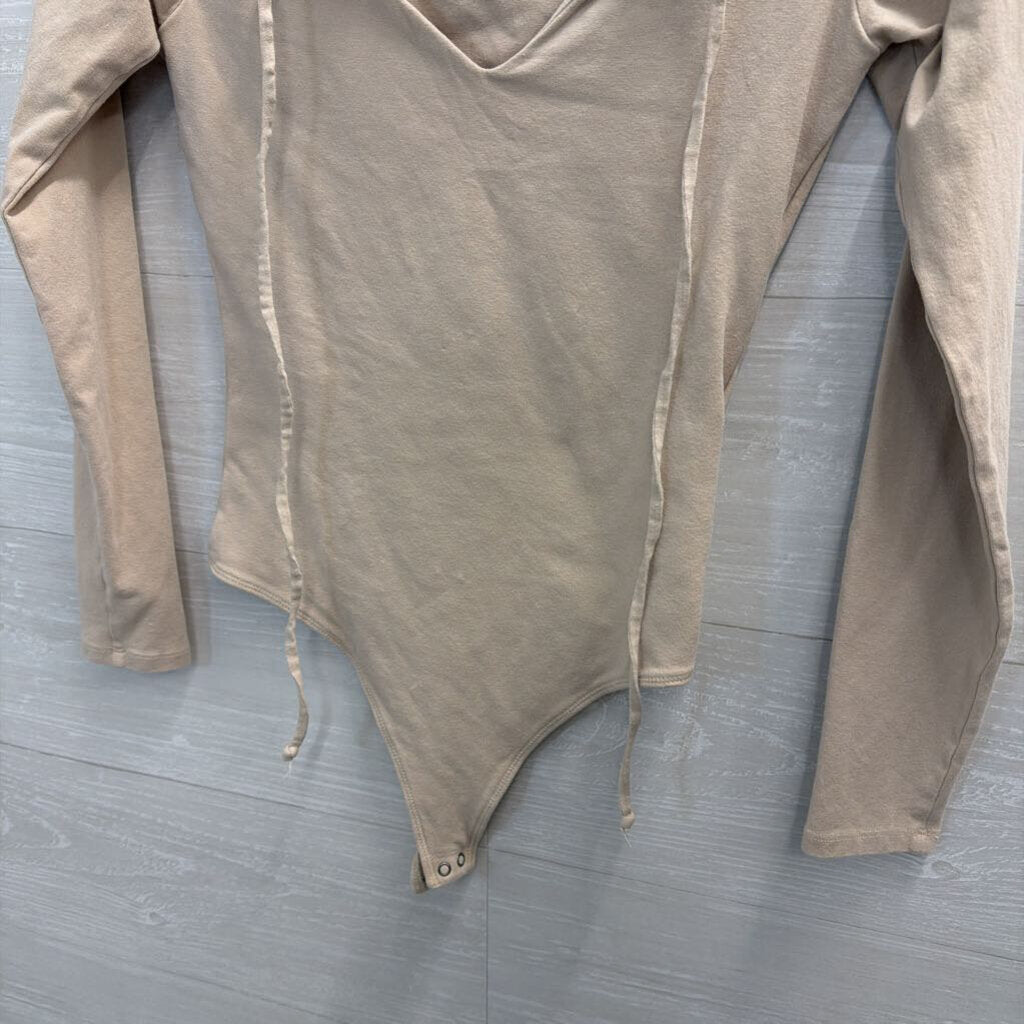 Abercrombie and Fitch Beige Long Sleeve Bodysuit Small