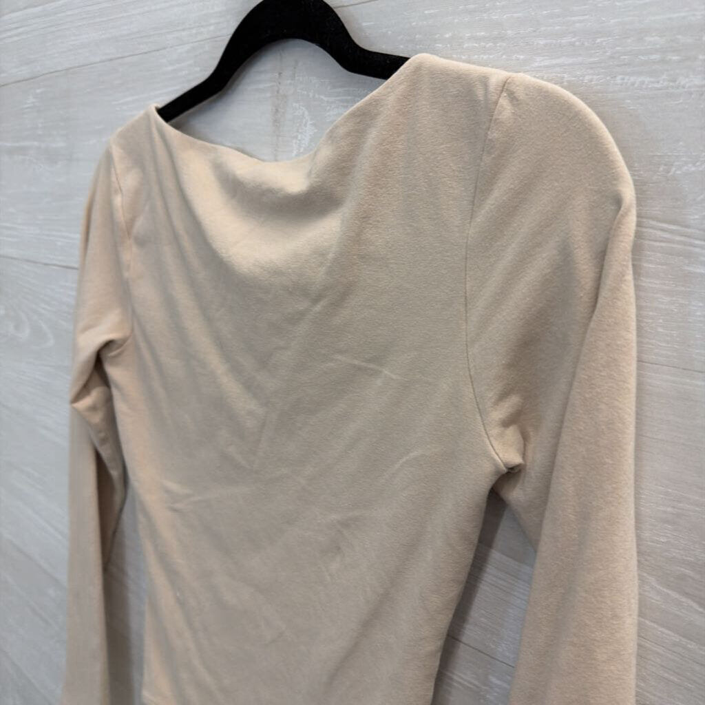 Abercrombie and Fitch Beige Long Sleeve Bodysuit Small