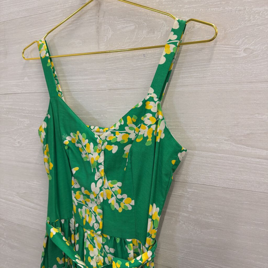 Vintage Malia Green/ Multi Print Button Front Midi Dress 4