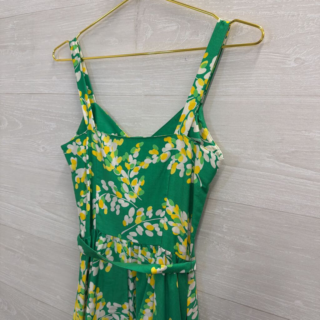 Vintage Malia Green/ Multi Print Button Front Midi Dress 4