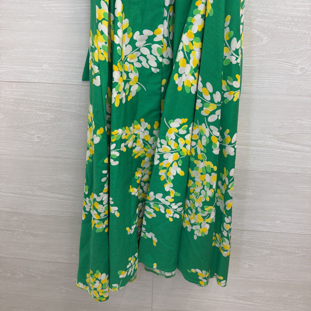 Vintage Malia Green/ Multi Print Button Front Midi Dress 4