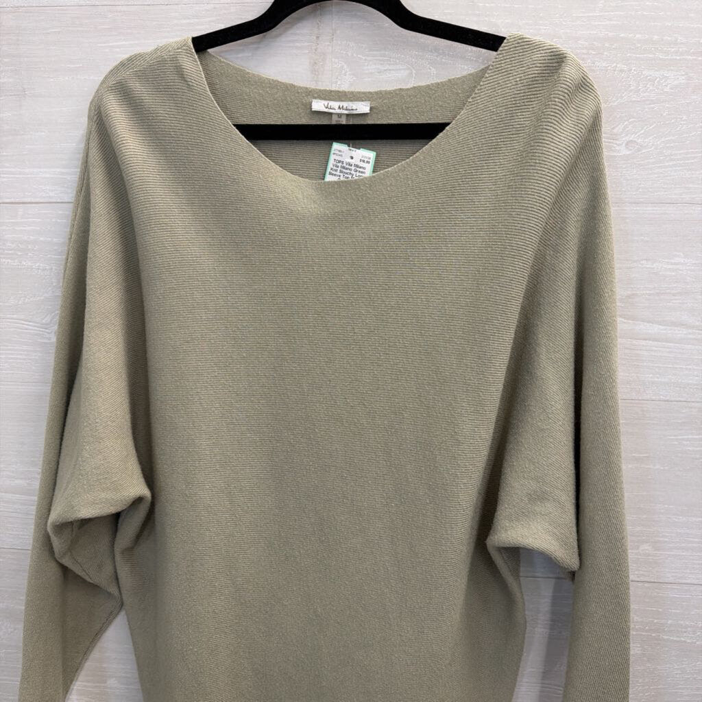 Vila Milano Green Knit Slouchy Long Sleeve Top Medium