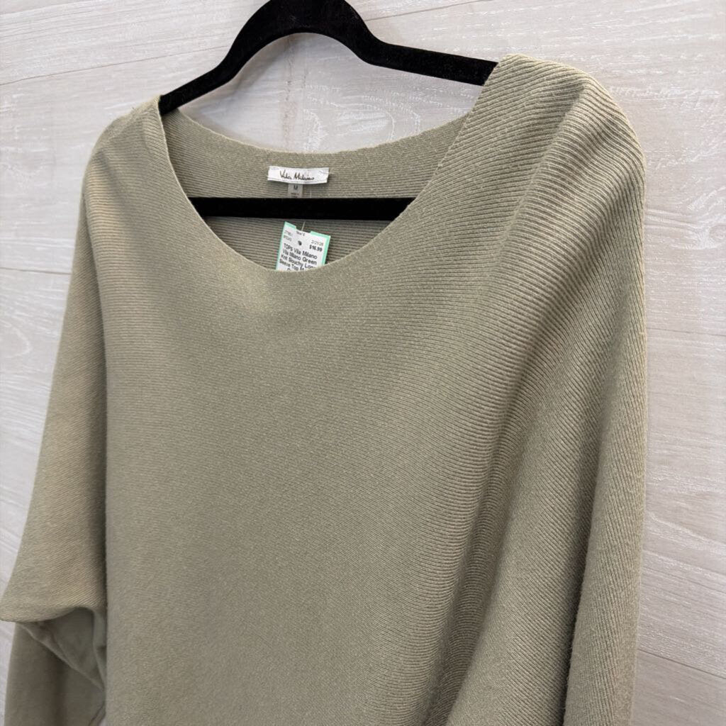 Vila Milano Green Knit Slouchy Long Sleeve Top Medium