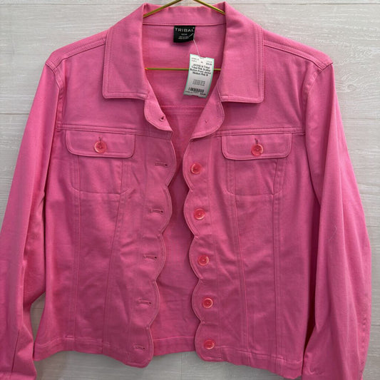 Tribal Pink Scallop Button Front Jacket Medium