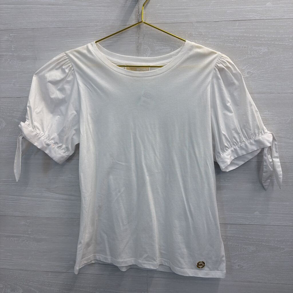 Michael Kors White Short Puff Sleeve Top Medium