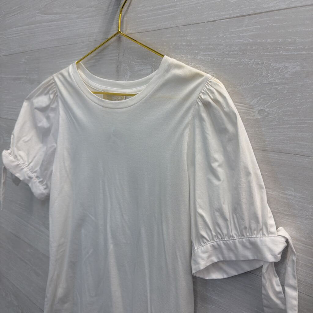 Michael Kors White Short Puff Sleeve Top Medium