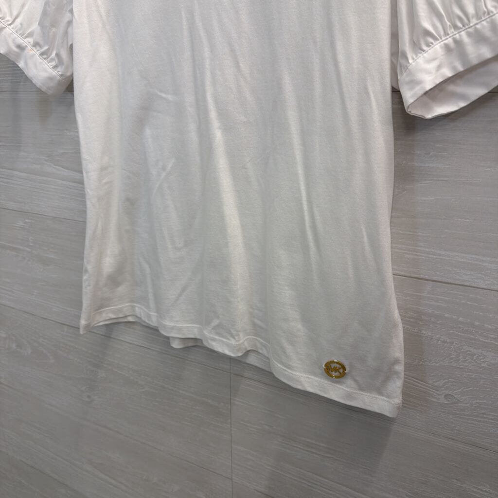 Michael Kors White Short Puff Sleeve Top Medium