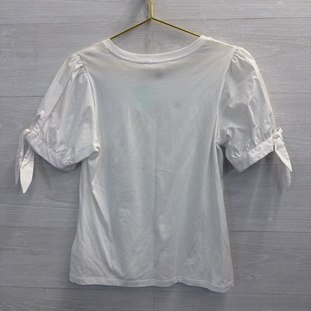 Michael Kors White Short Puff Sleeve Top Medium