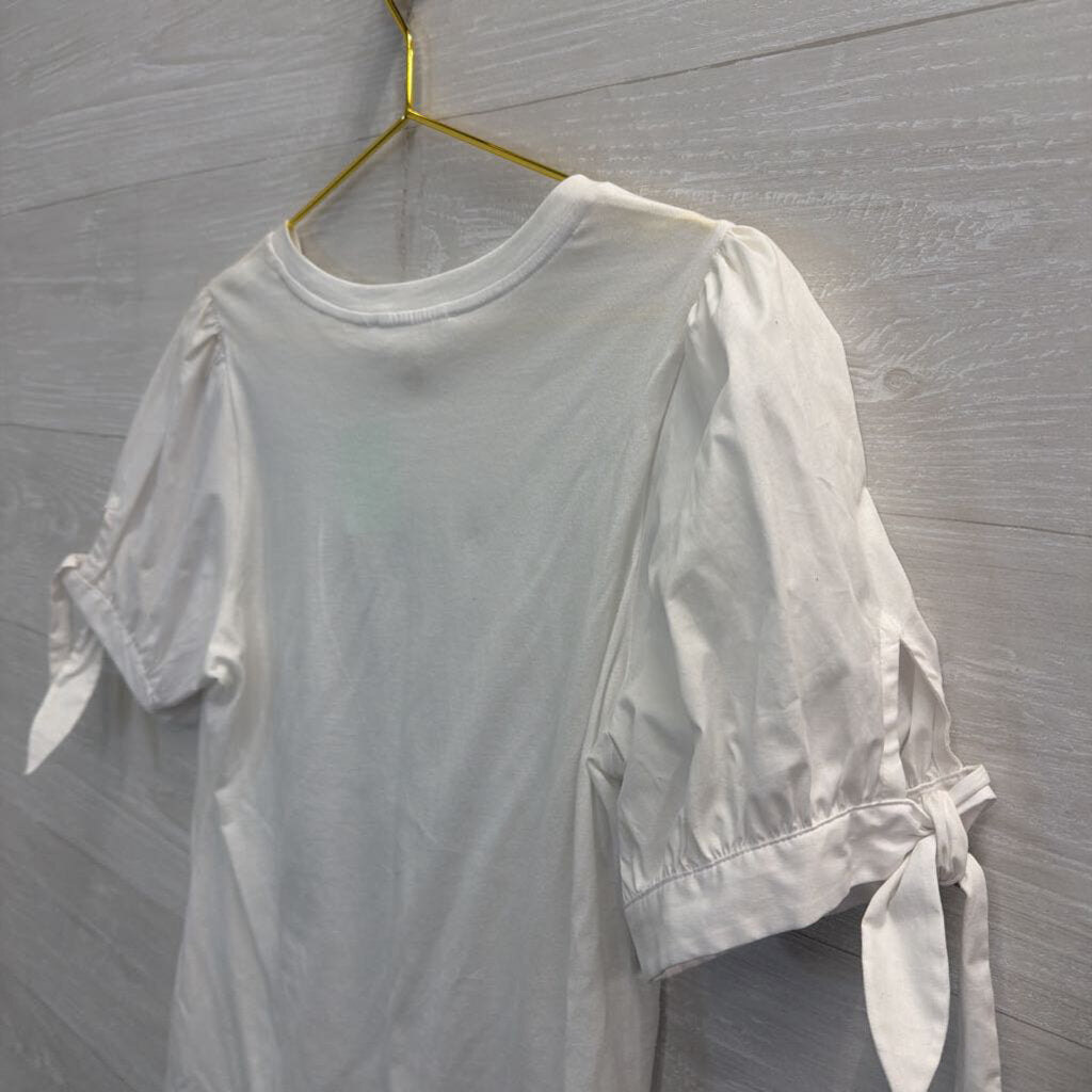 Michael Kors White Short Puff Sleeve Top Medium