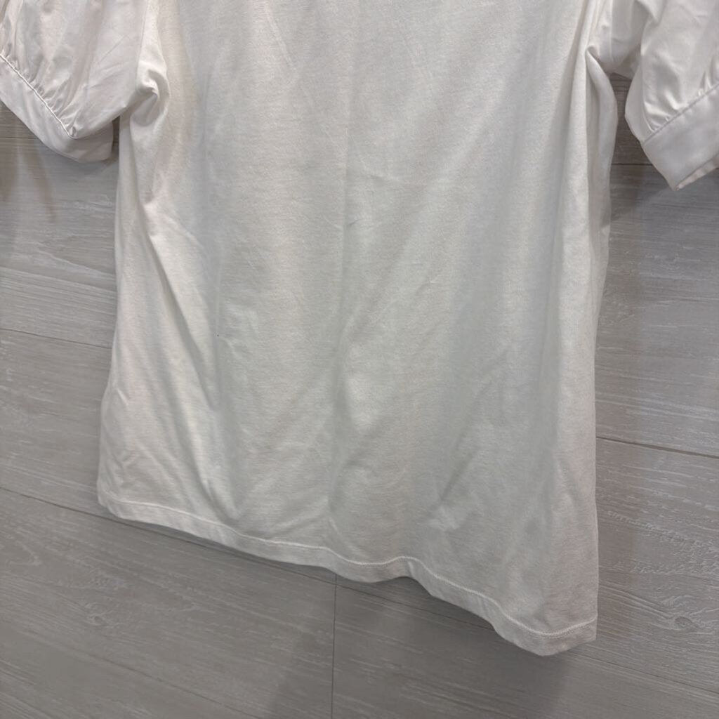 Michael Kors White Short Puff Sleeve Top Medium