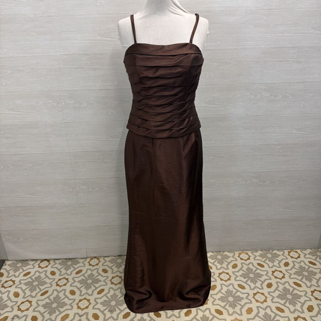 Bella Formals Brown 2 Piece Skirt/ Ruched Top Long Formal Dress 12
