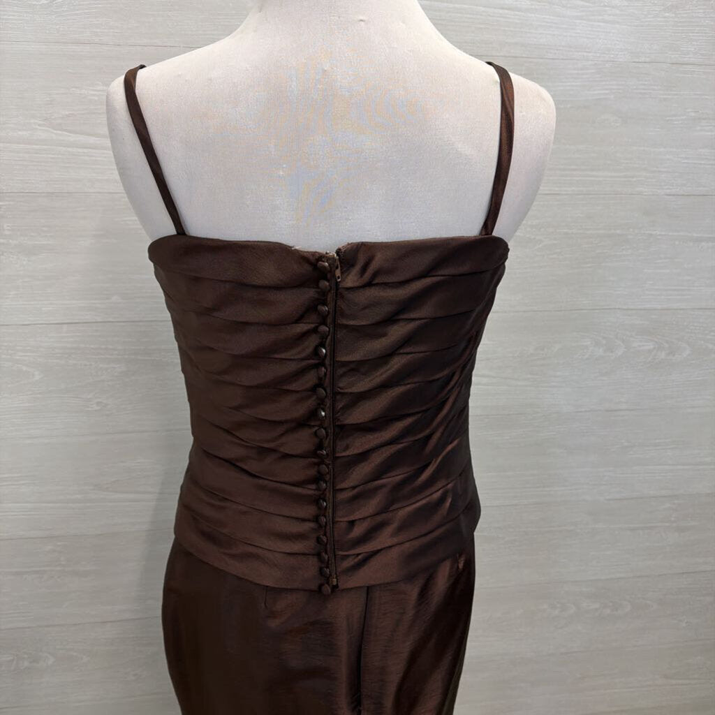 Bella Formals Brown 2 Piece Skirt/ Ruched Top Long Formal Dress 12