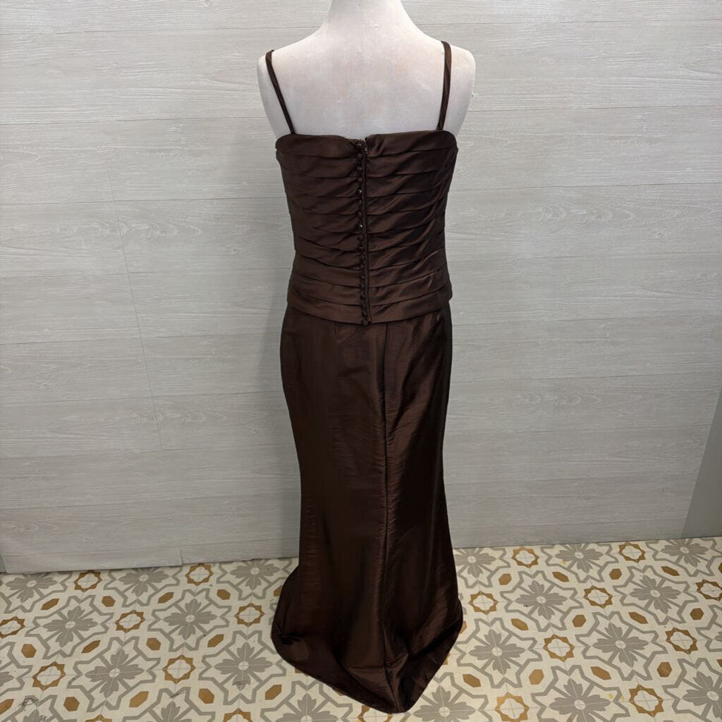 Bella Formals Brown 2 Piece Skirt/ Ruched Top Long Formal Dress 12