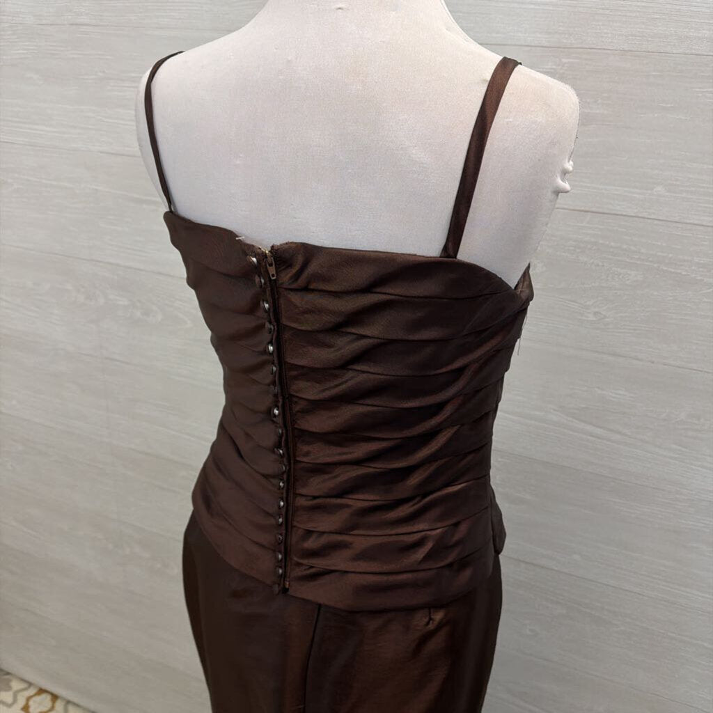 Bella Formals Brown 2 Piece Skirt/ Ruched Top Long Formal Dress 12