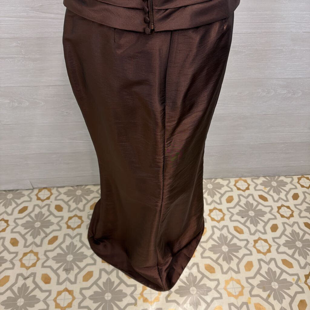 Bella Formals Brown 2 Piece Skirt/ Ruched Top Long Formal Dress 12