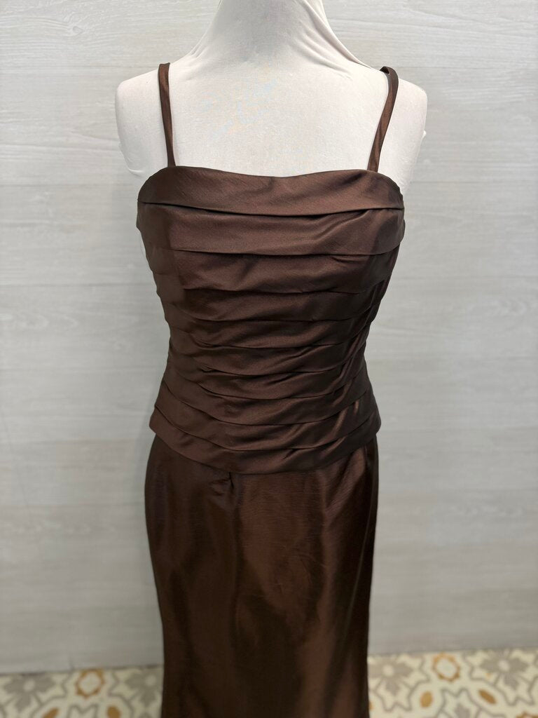 Bella Formals Brown 2 Piece Skirt/ Ruched Top Long Formal Dress 12