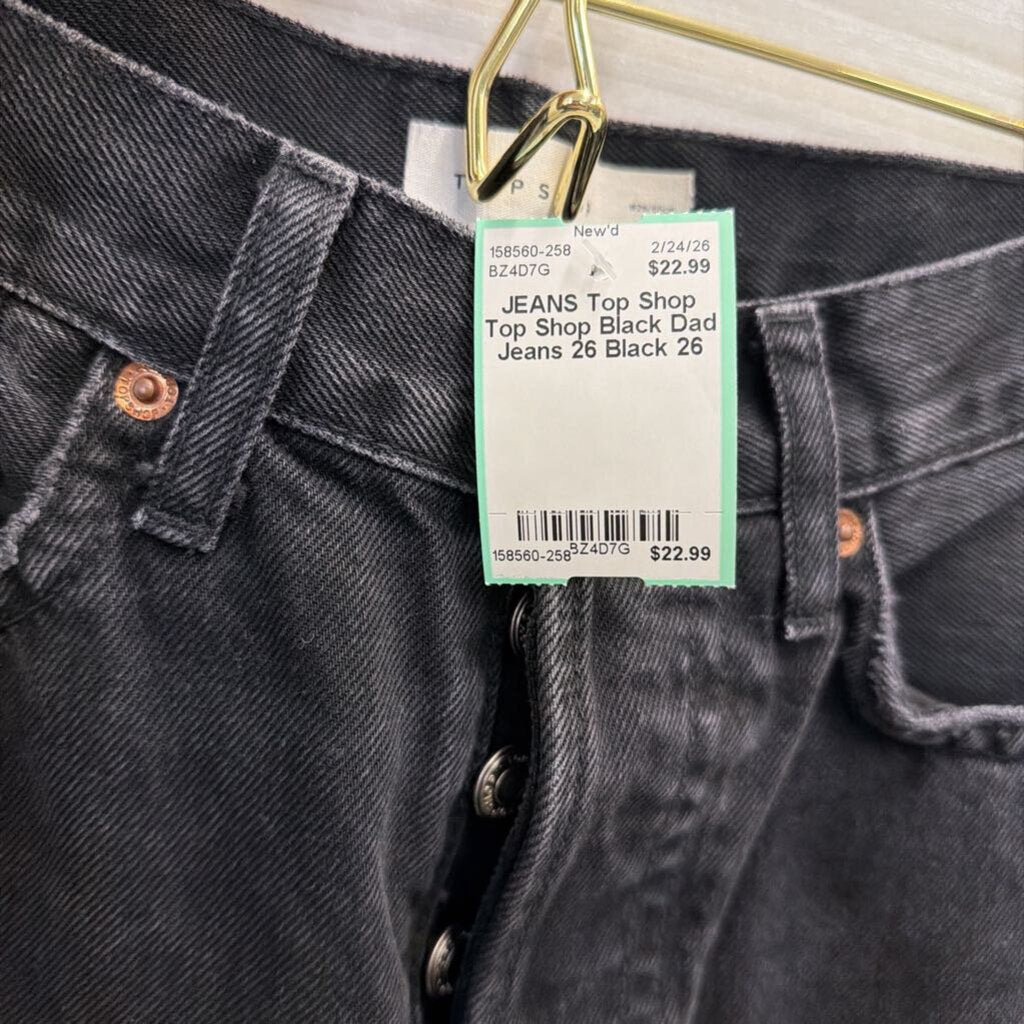 Top Shop Black Dad Jeans 26