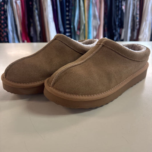 Brown Suede Platform Clog Slippers 8