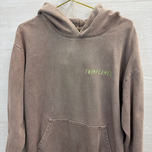 Grey/ Green Twin Flames Graphic Hoodie Large