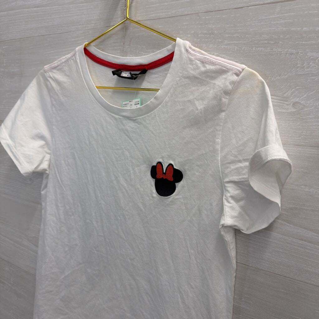 Disney X Kate Spade White Embroidered Minnie Mouse Short Sleeve Top Medium