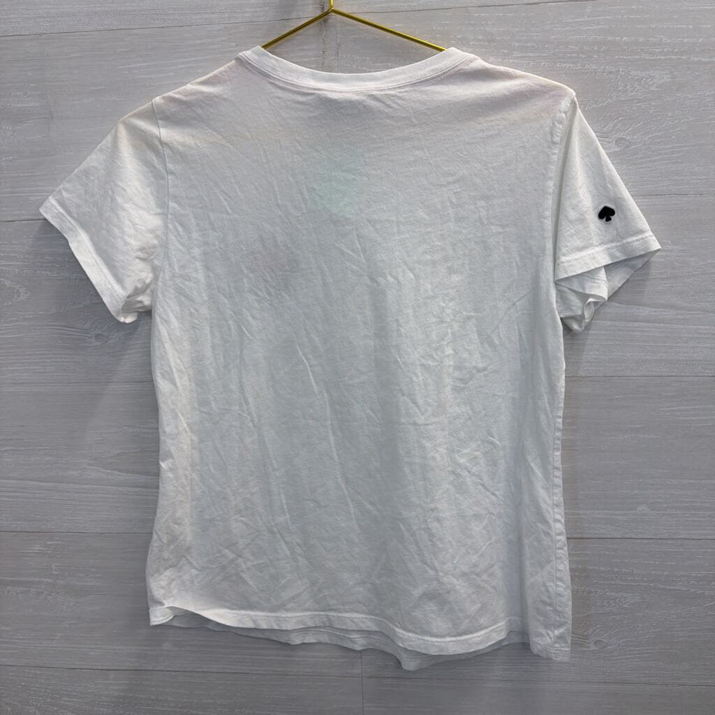 Disney X Kate Spade White Embroidered Minnie Mouse Short Sleeve Top Medium