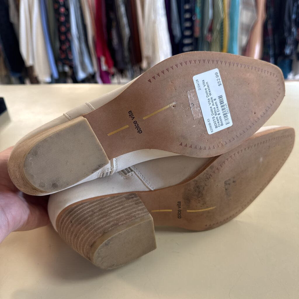 Dolce Vita Cream Silma Ankle Western Boots 8