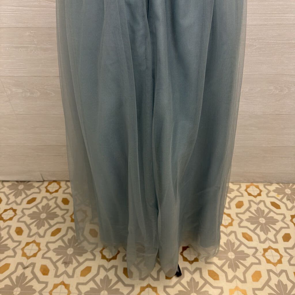 Blue Tulle Sequin Top Long Formal Dress Small