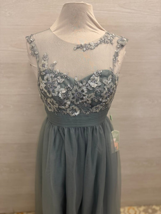 Blue Tulle Sequin Top Long Formal Dress Small